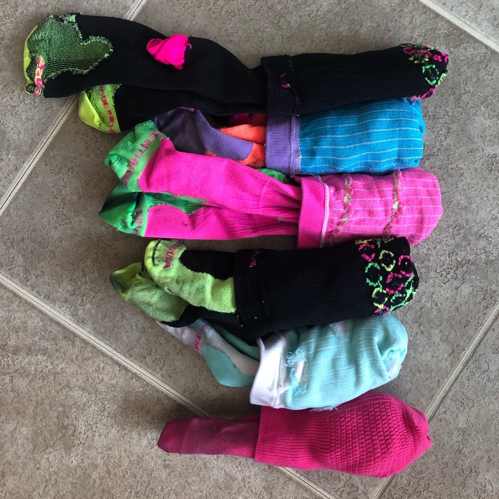 6 pair of compression socks.